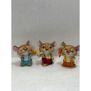 Vintage Homco Country Harvest Mice in Overalls Figurines 5601 Corn Carrot Cheese
